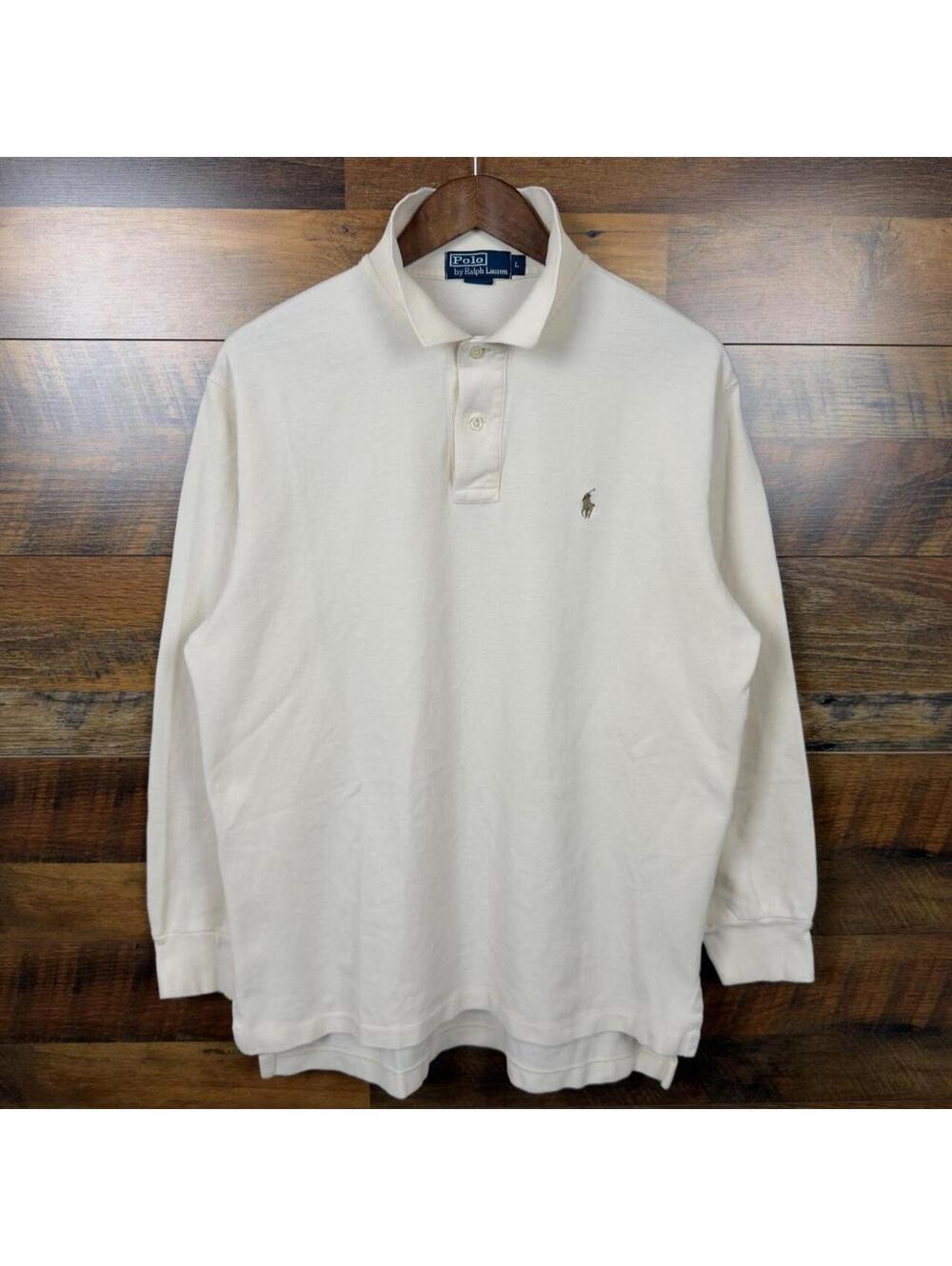 Polo Ralph Lauren White Long Sleeve Polo Shirt Large